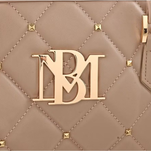 Badgley Mischka Taupe Vegan Leather Quilted Shoulder Bag with Zip Top NWT - Picture 6 of 6